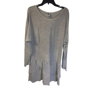 EC Earth Creations Women's Hemp Cotton Minidress Size XL Gray Ruffled Lagenlook
